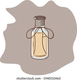 schöne volle Flasche auf buntem Hintergrund