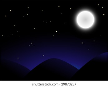 Beautiful full moon shining over mountains