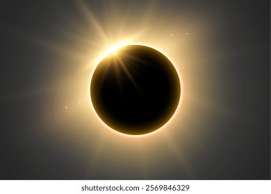 beautiful full solar eclipse with bright rays for spiritual energy vector