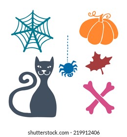 Beautiful and funny colorful halloween set