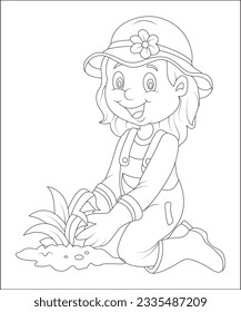 Beautiful funny coloring page। coloring book page। line art for kids and adults