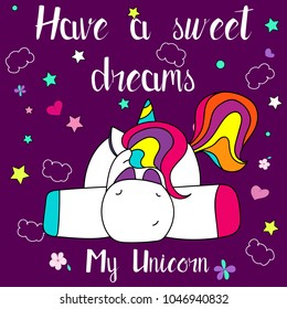 Beautiful and funny hand drawn unicorn design vector 