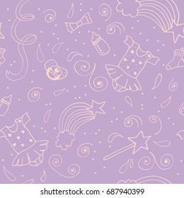 Beautiful and funny seamless pattern with hand-drawn elements made in vector