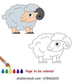 Beautiful Funny Sheep to be colored, the coloring book for preschool kids with easy educational gaming level.
