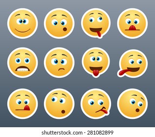 Beautiful and funny yellow smiley in a small set of