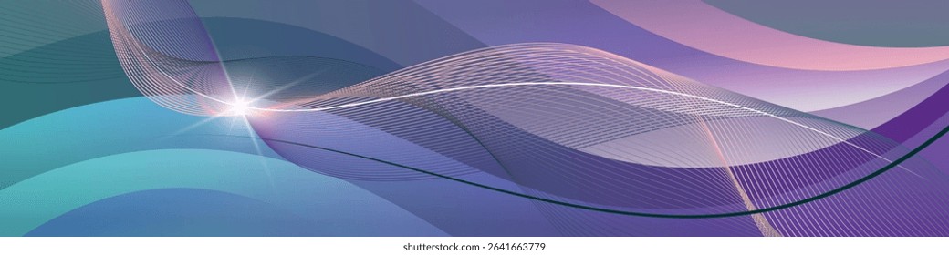 Beautiful futuristic banner in purple tones. An excellent illustration for advertising, posters, postcards, business cards, corporate attributes and your other projects. Vector.
