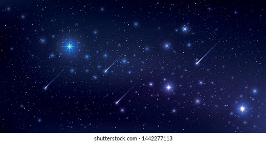 Beautiful galaxy background with nebula cosmos and comets. Stardust and bright shining stars in universal. Vector illustration.