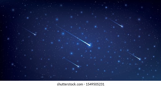 Beautiful galaxy background with nebula cosmos and comets. Stardust and bright shining stars in universal. Vector illustration.