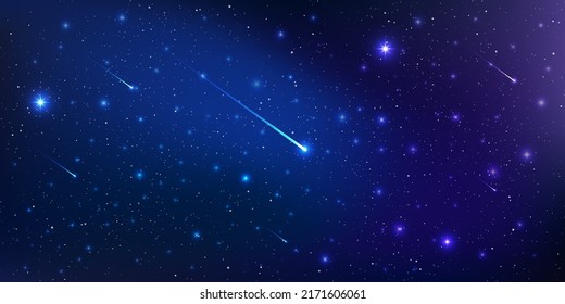 Beautiful galaxy background with nebula cosmos and comets. Stardust and bright shining stars in universal. Vector illustration.