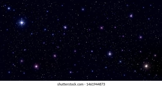 Beautiful galaxy background. Stardust in deep universe and bright shining stars in cosmic. Vector illustration.