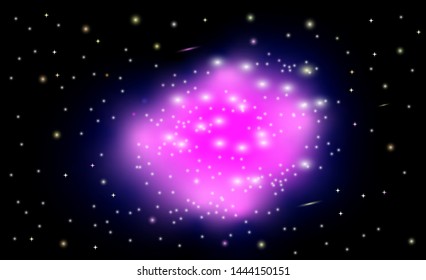 Beautiful Galaxy cluster and nebula with shining star and planet abstract background