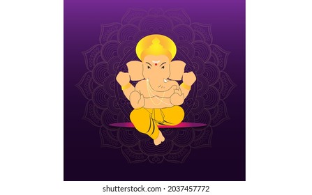 Beautiful Ganesh Chaturthi vector art of Lord Ganesha with mandala art. Indian Ganpati festival.