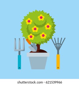 beautiful garden flat icons
