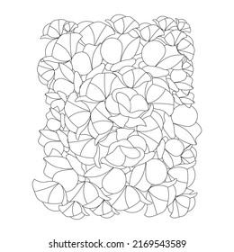 beautiful garden flowers black and white outline vector cartoon illustration for a coloring book page