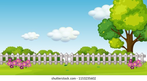 A beautiful garden landscape illustration