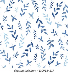 Beautiful garden leaves vector pattern. White background. Illustration