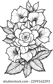 Beautiful Gardenia, coloring page for adults, photo realistic, clean line art , mandala, high detailed, no background, mandala, white, black, coloring book, sketchbook, realistic sketch.