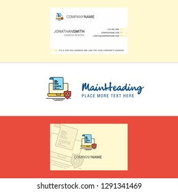 Beautiful GDPR document on laptop Logo and business card. vertical Design Vector