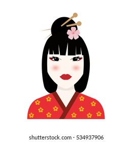 Beautiful geisha face icon vector illustration graphic design