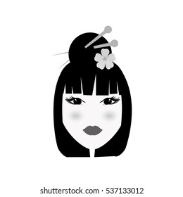 Beautiful geisha face icon vector illustration graphic design