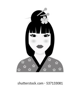 Beautiful geisha face icon vector illustration graphic design