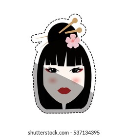 Beautiful geisha face icon vector illustration graphic design