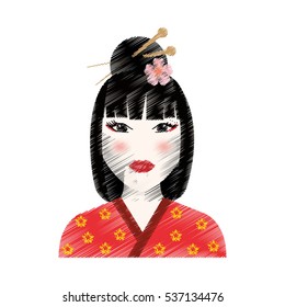 Beautiful geisha face icon vector illustration graphic design