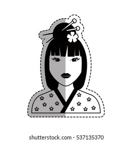Beautiful geisha face icon vector illustration graphic design