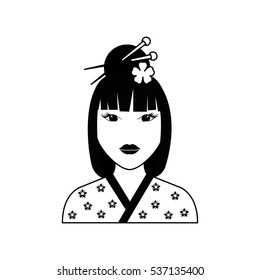 Beautiful geisha face icon vector illustration graphic design