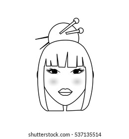 Beautiful geisha face icon vector illustration graphic design