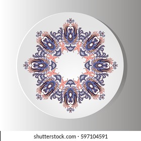 Beautiful, gentle east pattern on a gray background. Orient traditional ornament.