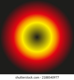 Beautiful geometric abstract multicolored background with black, red and yellow color. Background with multi-colored 3d target and copy space. Sun in universe. Solar system.