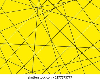 Beautiful geometric background with black lines drawn on yellow paper. Geometric style pattern.