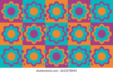 Beautiful geometric background. Figures of different shapes. Tribal form. Flowers. Geometric design. Creative textures. Colorful art. Modern graphic poster. Retro color. Vector illustration