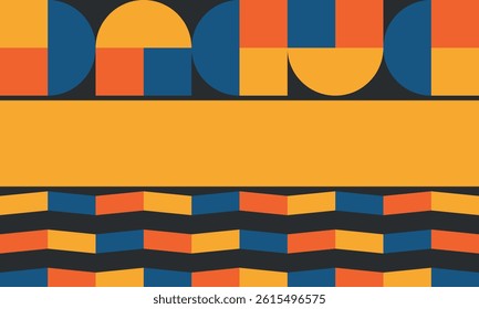 Beautiful geometric background. Figures of different shapes. Tribal form. Flowers. Geometric design. Creative textures. Colorful art. Modern graphic poster. Retro color. Vector illustration