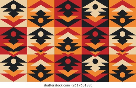 Beautiful geometric background. Figures of different shapes. Tribal form. Flowers. Geometric design. Creative textures. Colorful art. Modern graphic poster. Retro color. Vector illustration