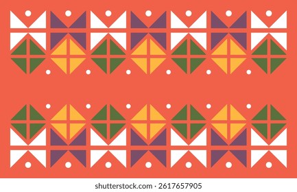 Beautiful geometric background. Figures of different shapes. Tribal form. Flowers. Geometric design. Creative textures. Colorful art. Modern graphic poster. Retro color. Vector illustration