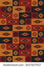 Beautiful geometric background. Figures of different shapes. Tribal form. Flowers. Geometric design. Creative textures. Colorful art. Modern graphic poster. Retro color. Vector illustration