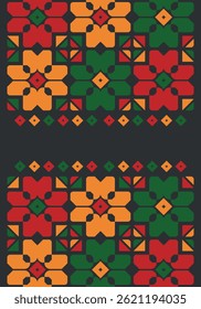 Beautiful geometric background. Figures of different shapes. Tribal form. Flowers. Geometric design. Creative textures. Colorful art. Modern graphic poster. Retro color. Vector illustration