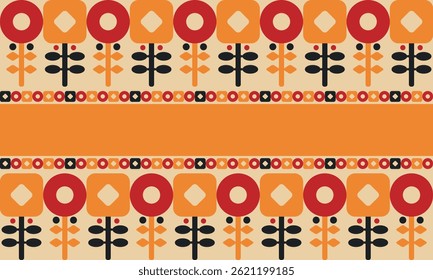 Hermoso fondo geométrico. Figuras de diferentes Formas. Forma tribal. Flores. Diseño geométrico. Texturas creativas. Arte colorido. Cartel gráfico moderno. Color retro. Ilustración vectorial