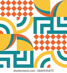 Hermoso fondo geométrico. Figuras de diferentes Formas. Forma tribal. Flores. Diseño geométrico. Texturas creativas. Arte colorido. Cartel gráfico moderno. Color retro. Ilustración vectorial