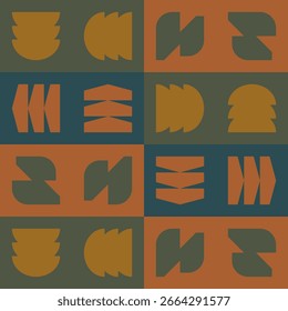 Beautiful geometric background. Figures of different shapes. Tribal form. Flowers. Geometric design. Creative textures. Colorful art. Modern graphic poster. Retro color. Vector illustration