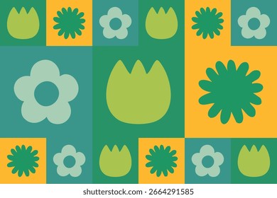 Schöner geometrischer Hintergrund. Figuren verschiedener Formen. Stammesform. Blumen. Geometrisches Design. Kreative Texturen. Bunte Kunst. Modernes grafisches Poster. Retro-Farbe. Vektorgrafik