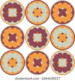 Beautiful geometric background. Figures of different shapes. Tribal form. Flowers. Geometric design. Creative textures. Colorful art. Modern graphic poster. Retro color. Vector illustration