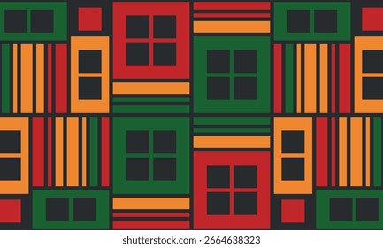 Beautiful geometric background. Figures of different shapes. Tribal form. Flowers. Geometric design. Creative textures. Colorful art. Modern graphic poster. Retro color. Vector illustration