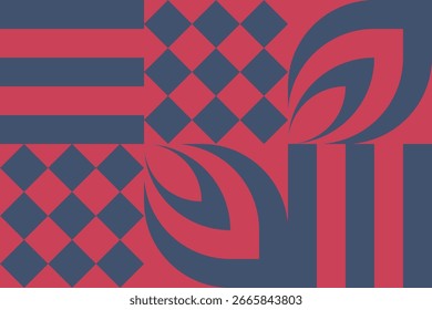 Beautiful geometric background. Figures of different shapes. Tribal form. Flowers. Geometric design. Creative textures. Colorful art. Modern graphic poster. Retro color. Vector illustration