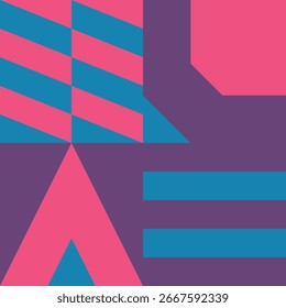 Beautiful geometric background. Figures of different shapes. Tribal form. Flowers. Geometric design. Creative textures. Colorful art. Modern graphic poster. Retro color. Vector illustration