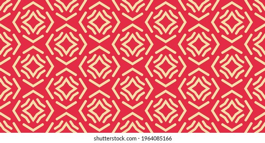 Beautiful geometric background pattern on red background, wallpaper. Seamless pattern, texture. Vector illustration