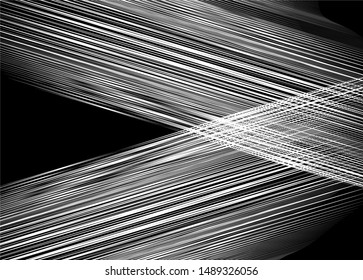 
Beautiful geometric black and white pattern of thin intersecting white lines on a black background. For covers, business cards, banners, prints on clothes, wall decor, posters, canvases, sites, video