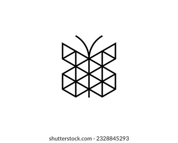 beautiful geometric butterfly with line style logo design